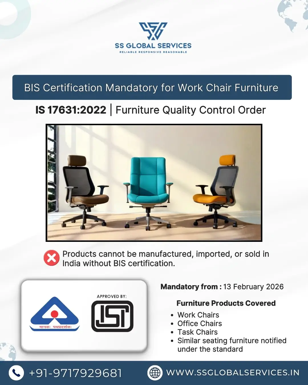 BIS Certification for Work Chair Furniture – IS 17631:2022