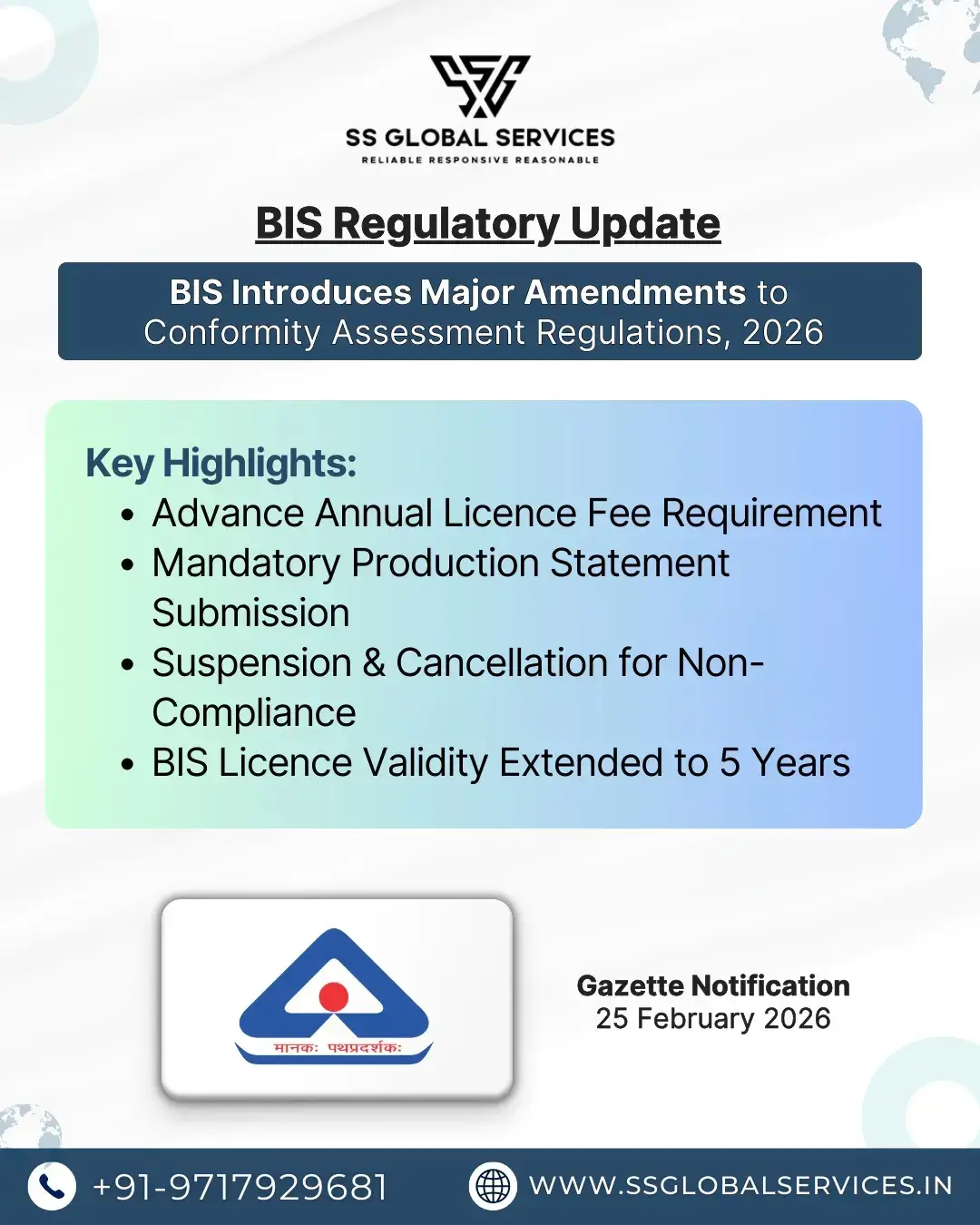 BIS Conformity Assessment Amendment Regulations 2026 update on licence validity and fee rules