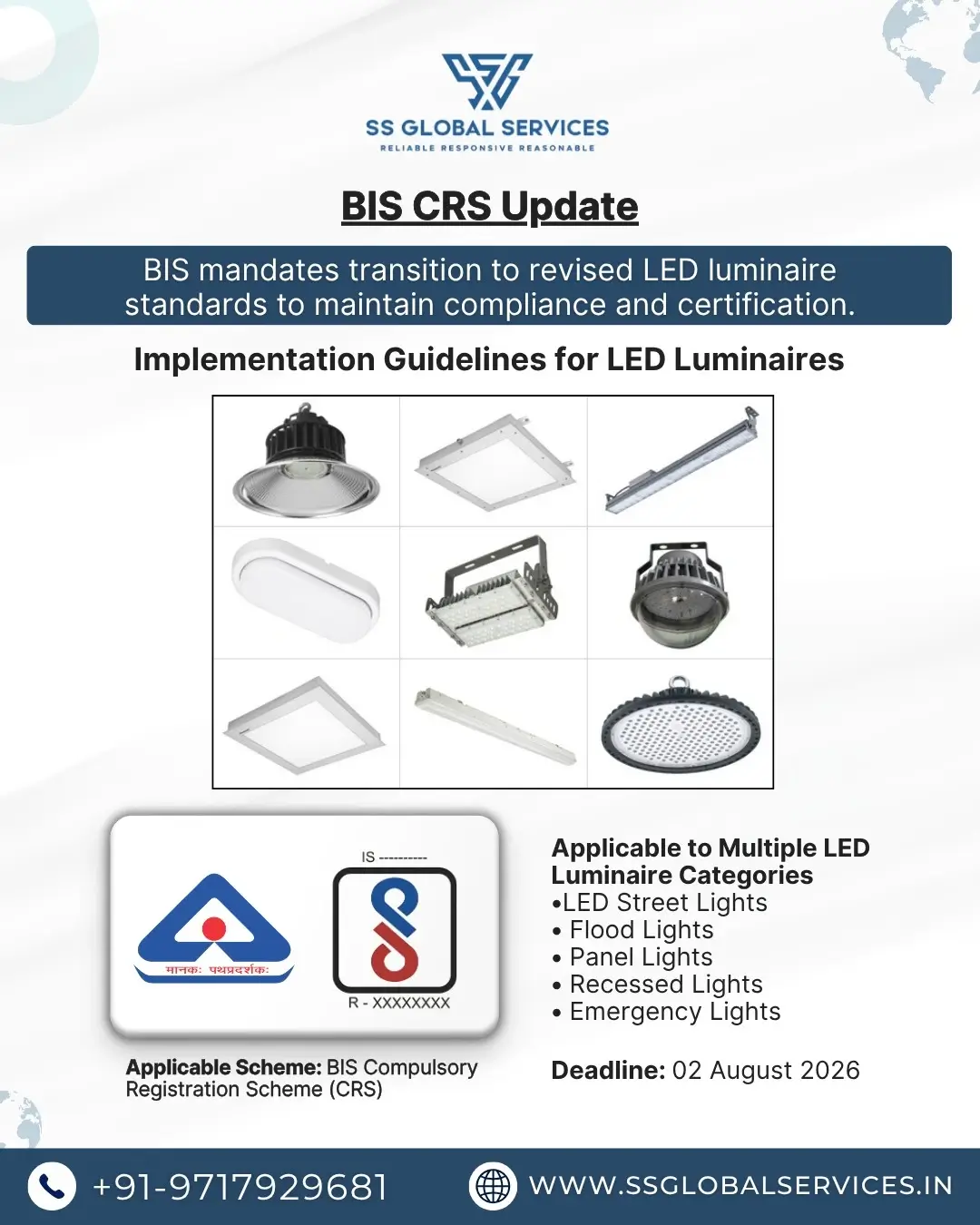BIS CRS update 2026 for LED luminaires under IS 10322 series