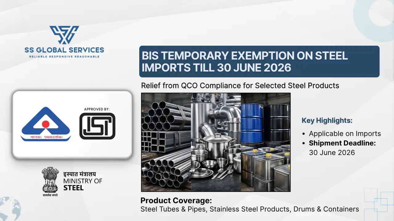 Steel QCO Exemption 2026 BIS certification for steel products temporarily exempted till 30 June India 