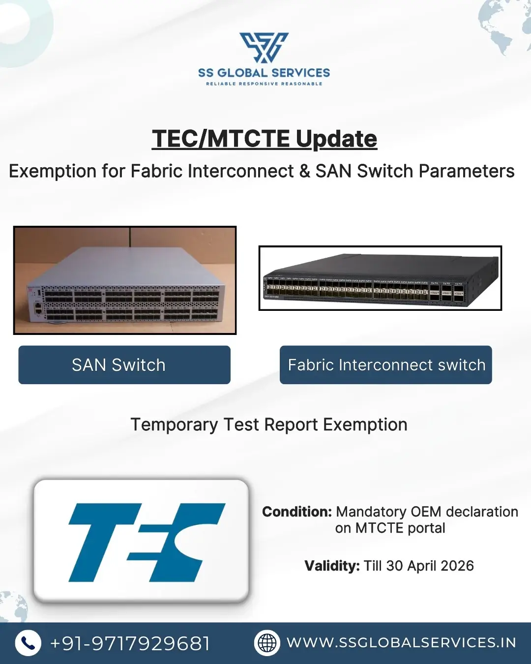 TEC MTCTE Exemption for Fabric Interconnect & SAN Switch Parameters