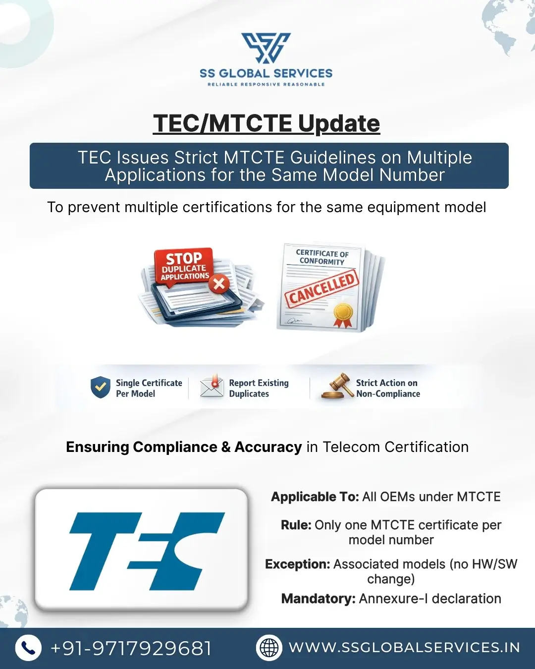 TEC MTCTE Guidelines on Multiple Applications for Same Model Number